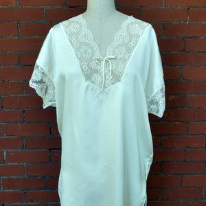Vintage 1970s Romantic Silky Pajama Tunic Cinema Etoile Small